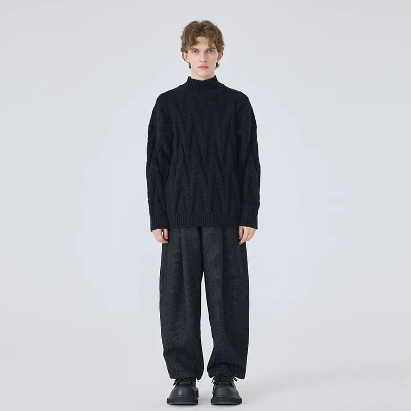 Wide-Leg Pinstripe Trousers