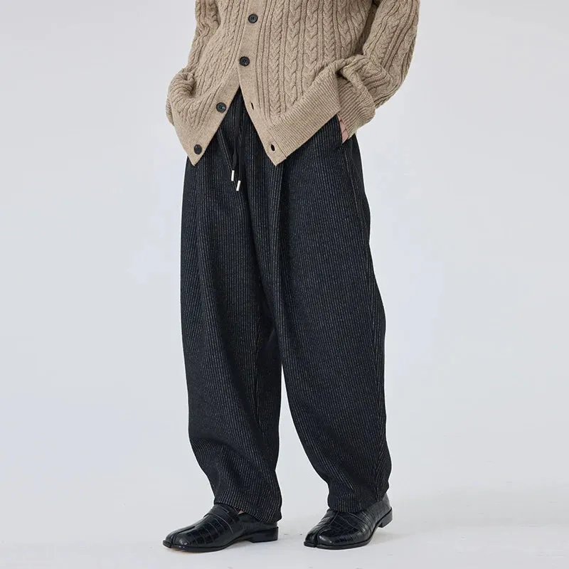 Wide-Leg Pinstripe Trousers