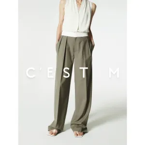 Wide-Leg Pleated Trousers