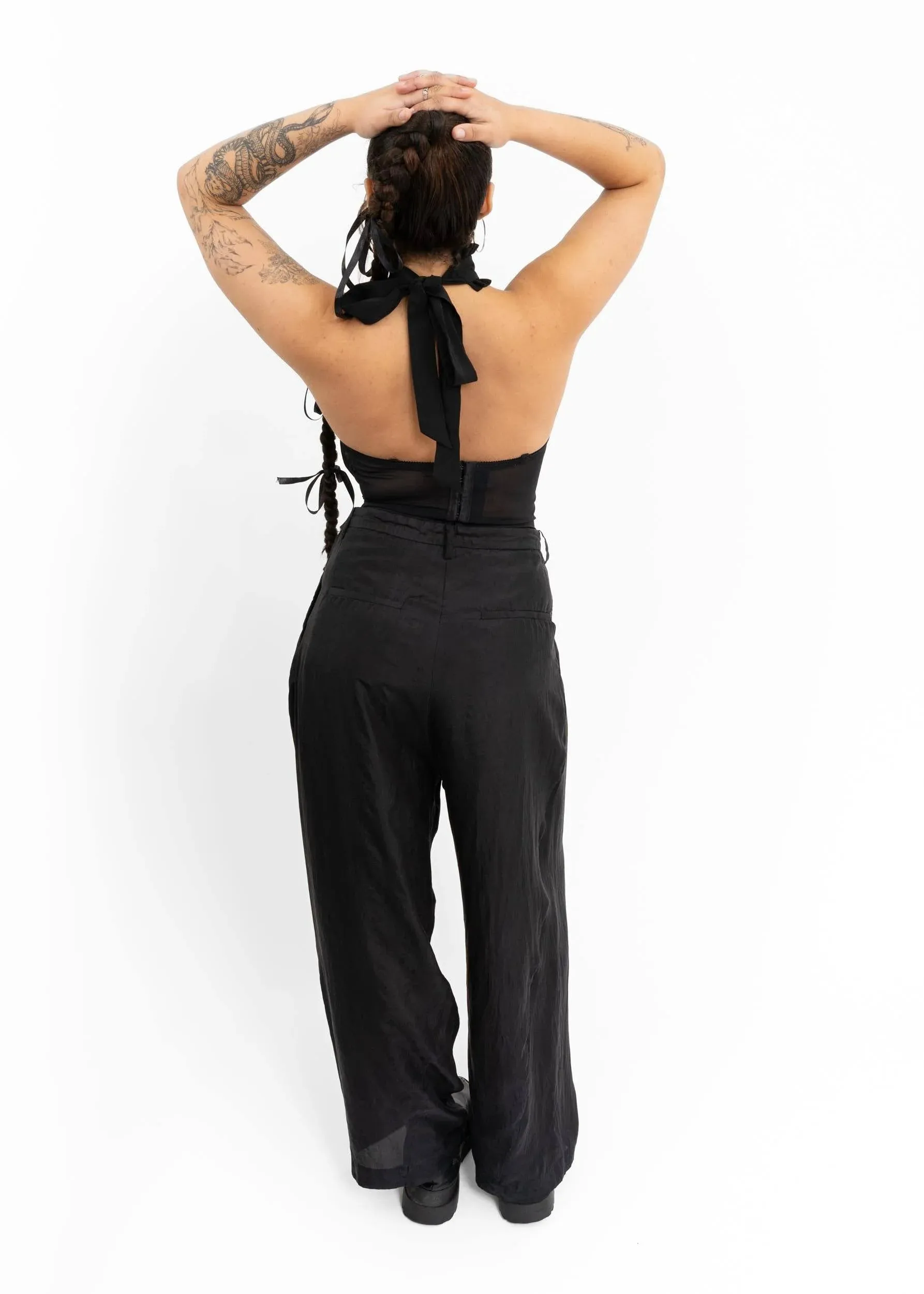 Wide leg silk pants