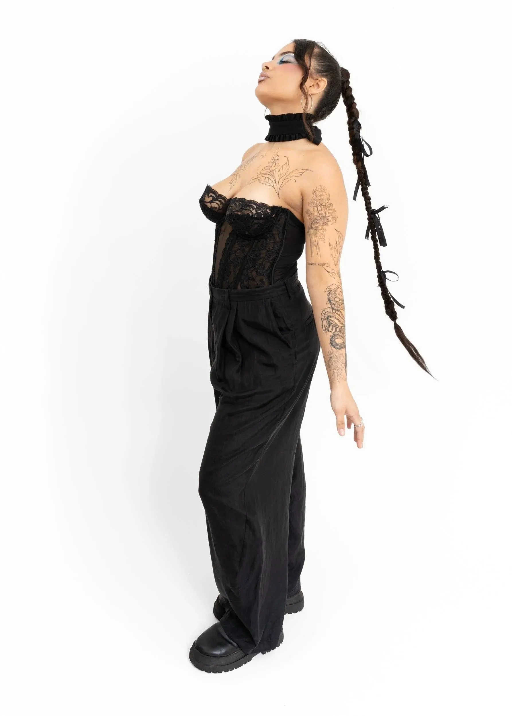 Wide leg silk pants