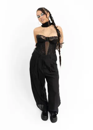 Wide leg silk pants