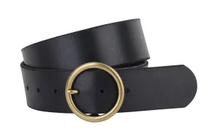 Wide Single Ring Buckle Leather Belt