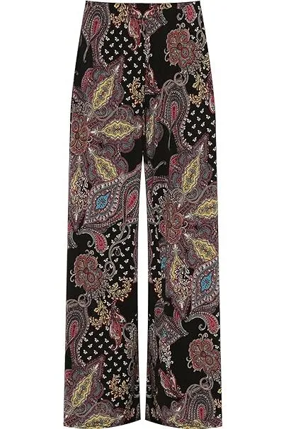 Wine Paisley Print Wide Leg Palazzo Trouser
