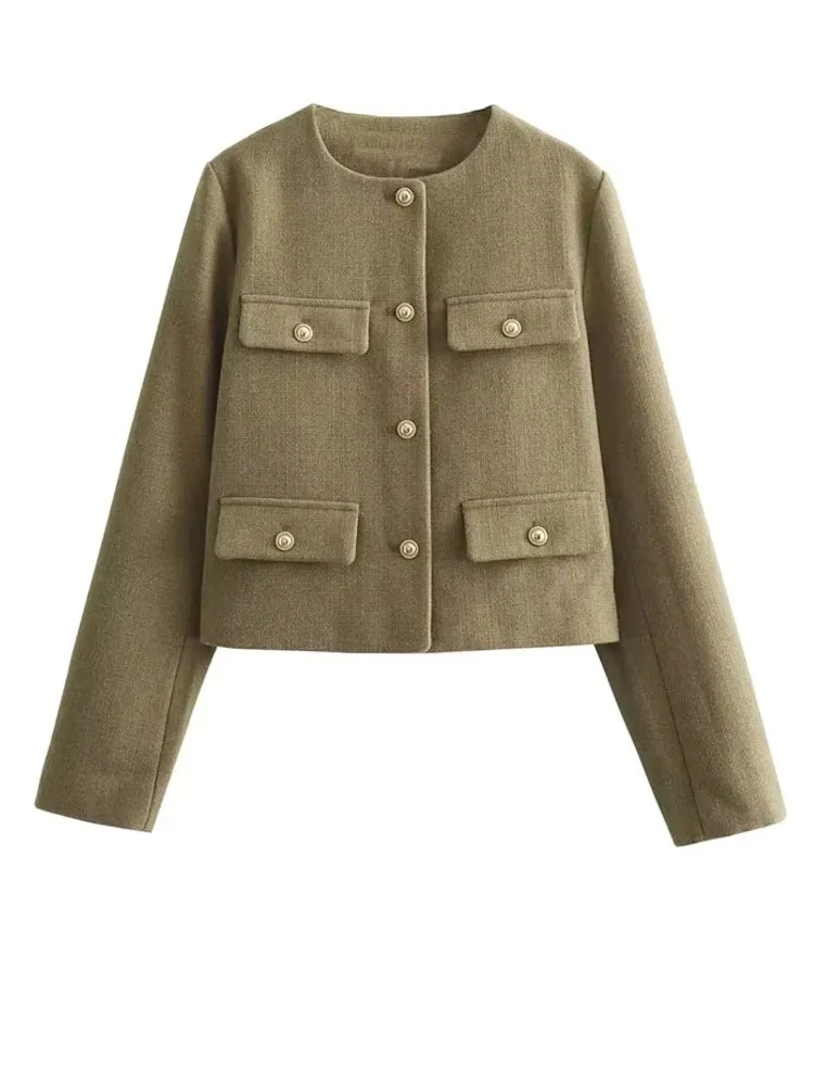 Winter Button Demi-Season Short Coats