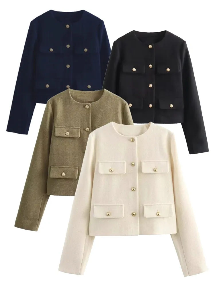 Winter Button Demi-Season Short Coats