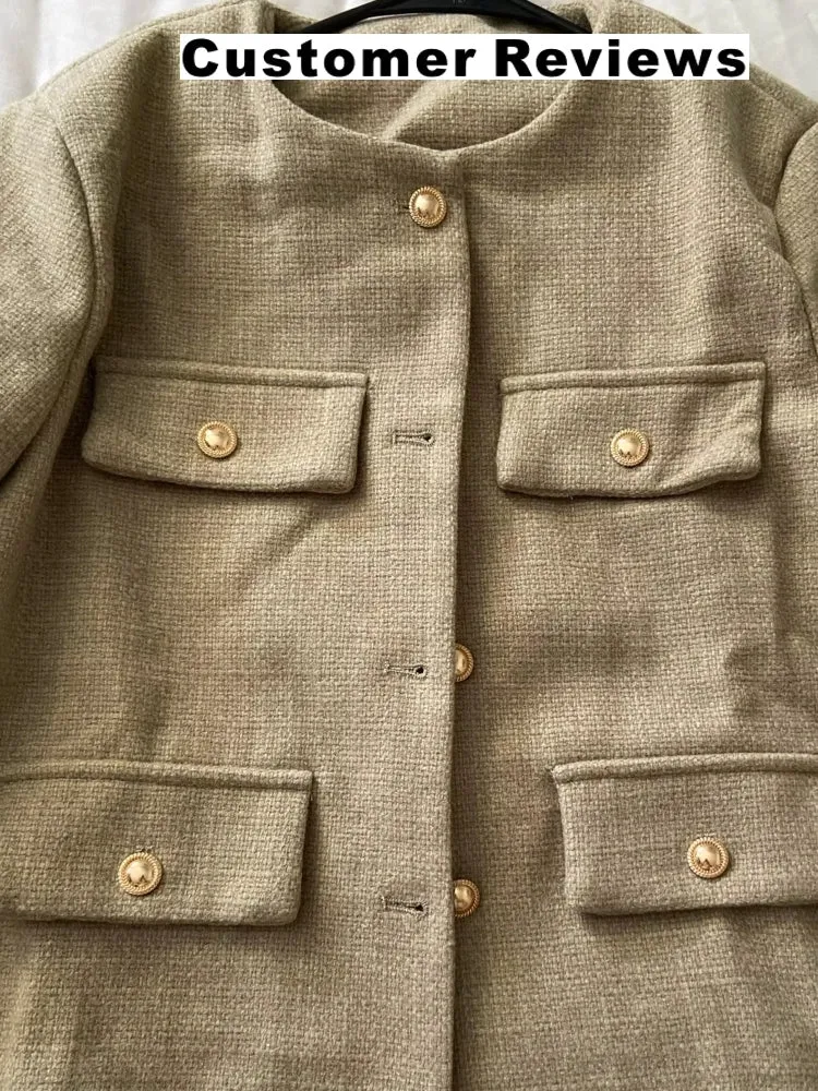 Winter Button Demi-Season Short Coats