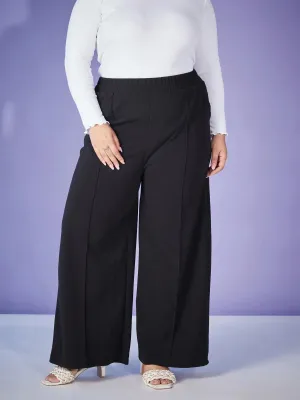 Women Black Elasticated Straight Pants