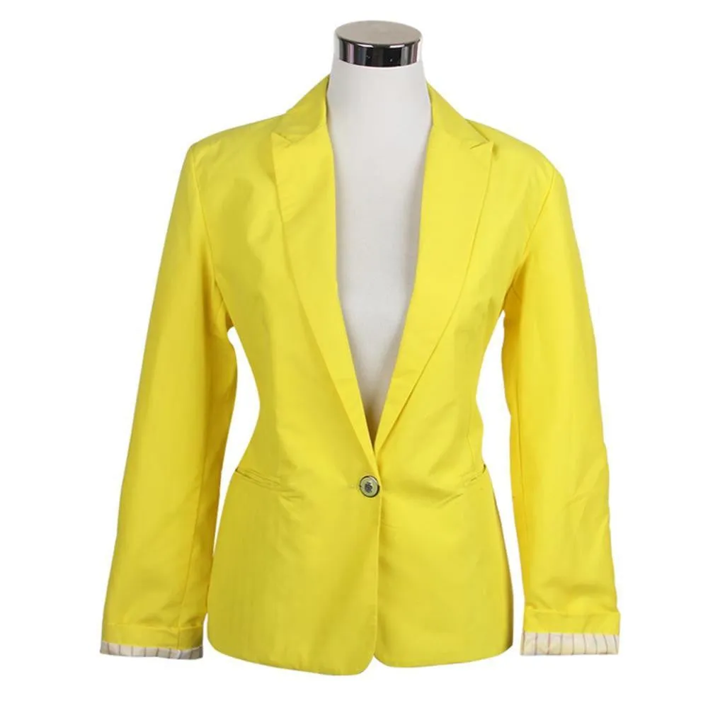 Women Candy Color Jackets Suit Slim yards Ladies Blazers Work Wear Jacket
