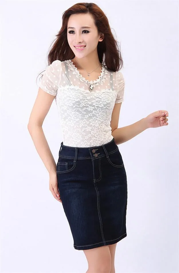 Women Denim Jeans Skirt Ladies Long Jean Pencil Skirts Midi