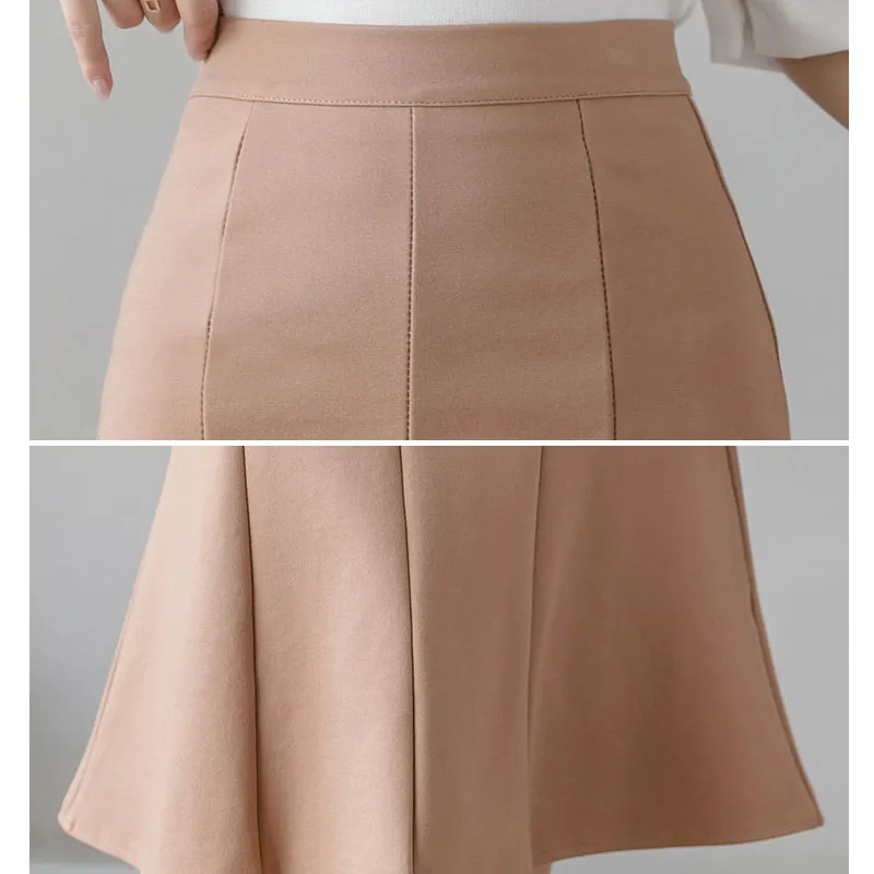 women Pencil skirts high waist midi skirts plus size ruffles black office