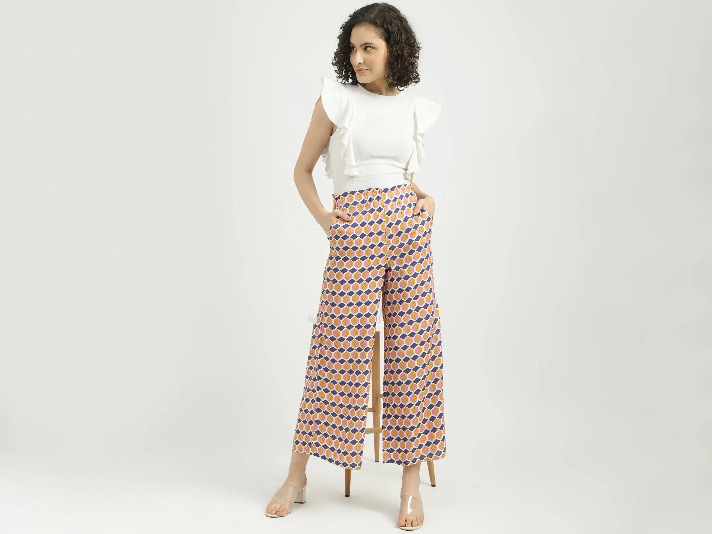 Women Printed Wide Leg Palazzo