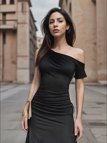 Women's Asymmetric Neck Ruched Fitted Formal Dress