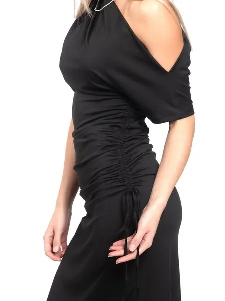 Women's Asymmetric Neck Ruched Fitted Formal Dress