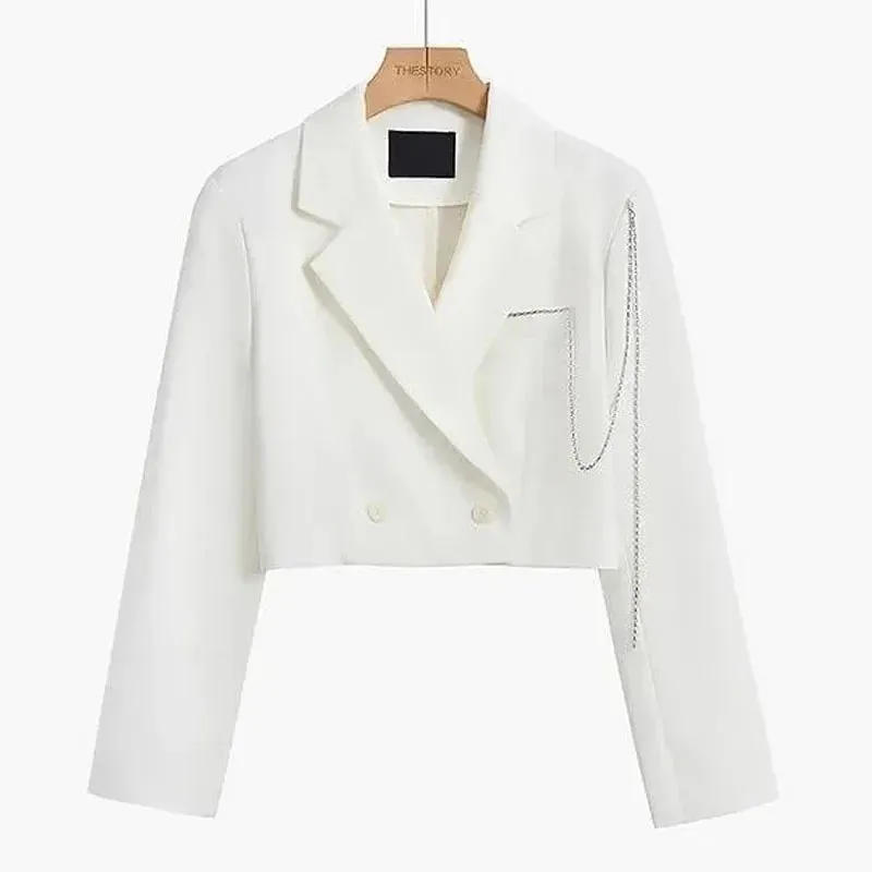 Women's Blazers Casual Chic Short Suit Jacket Female Long Sleeve Solid Autumn Winter Elegant Office Lady Tops