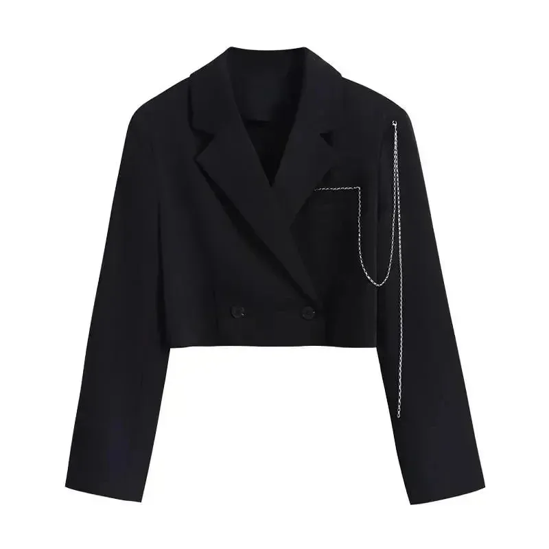 Women's Blazers Casual Chic Short Suit Jacket Female Long Sleeve Solid Autumn Winter Elegant Office Lady Tops