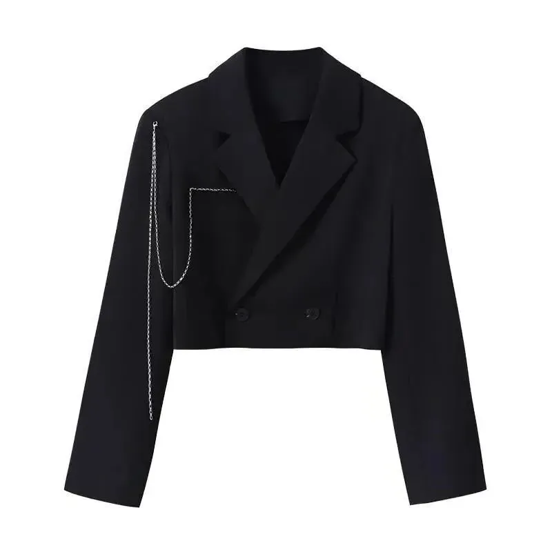 Women's Blazers Casual Chic Short Suit Jacket Female Long Sleeve Solid Autumn Winter Elegant Office Lady Tops