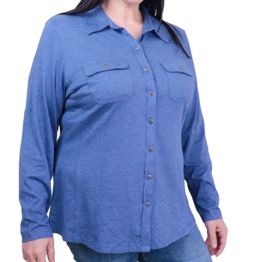 Women's Top Cotton Stretch Button-Down Shirt