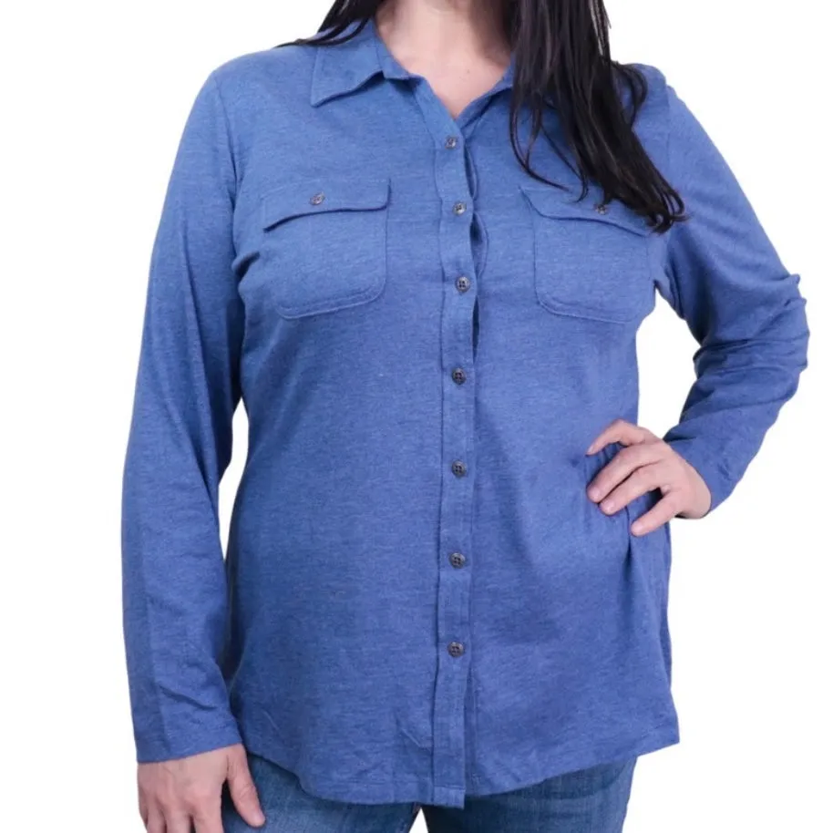 Women's Top Cotton Stretch Button-Down Shirt