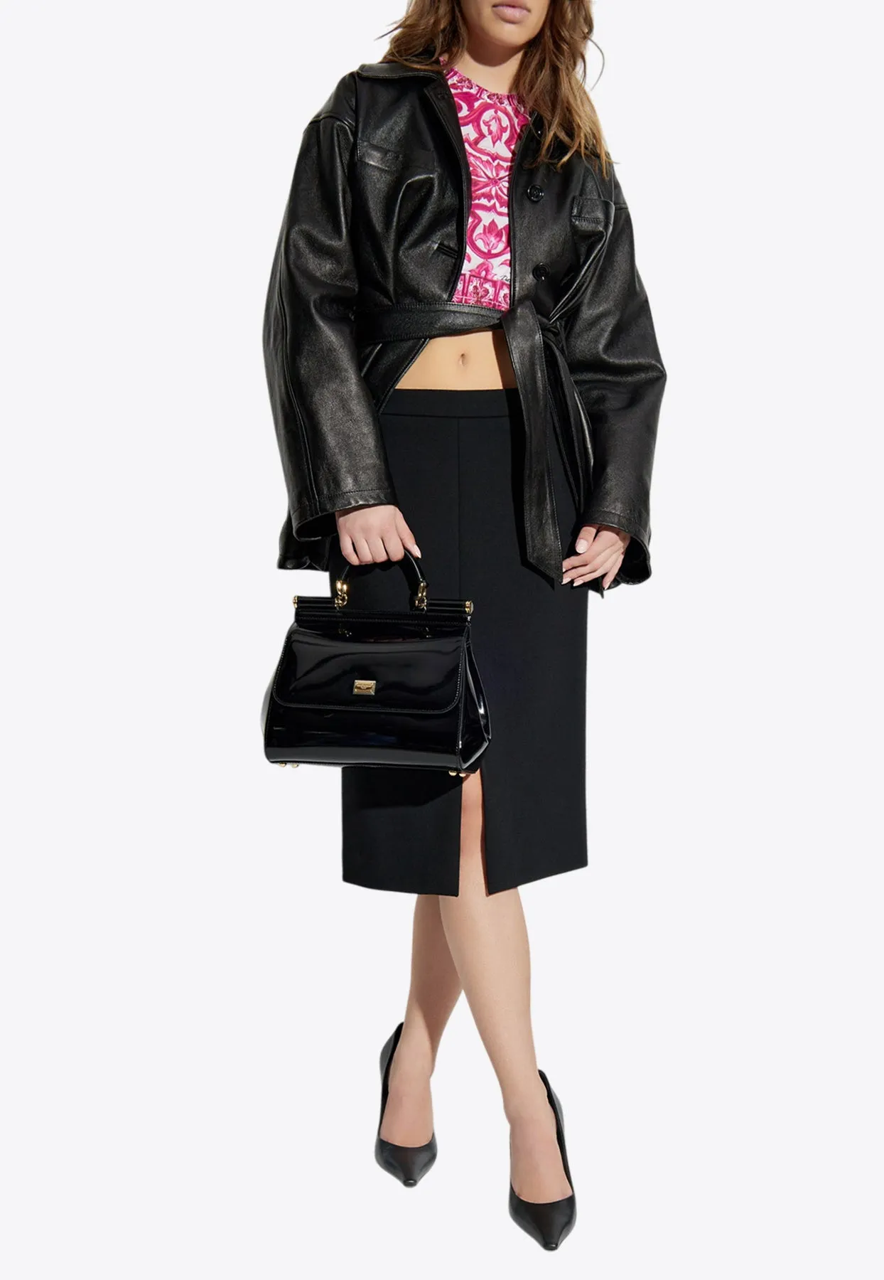 Wool-Blend Midi Pencil Skirt
