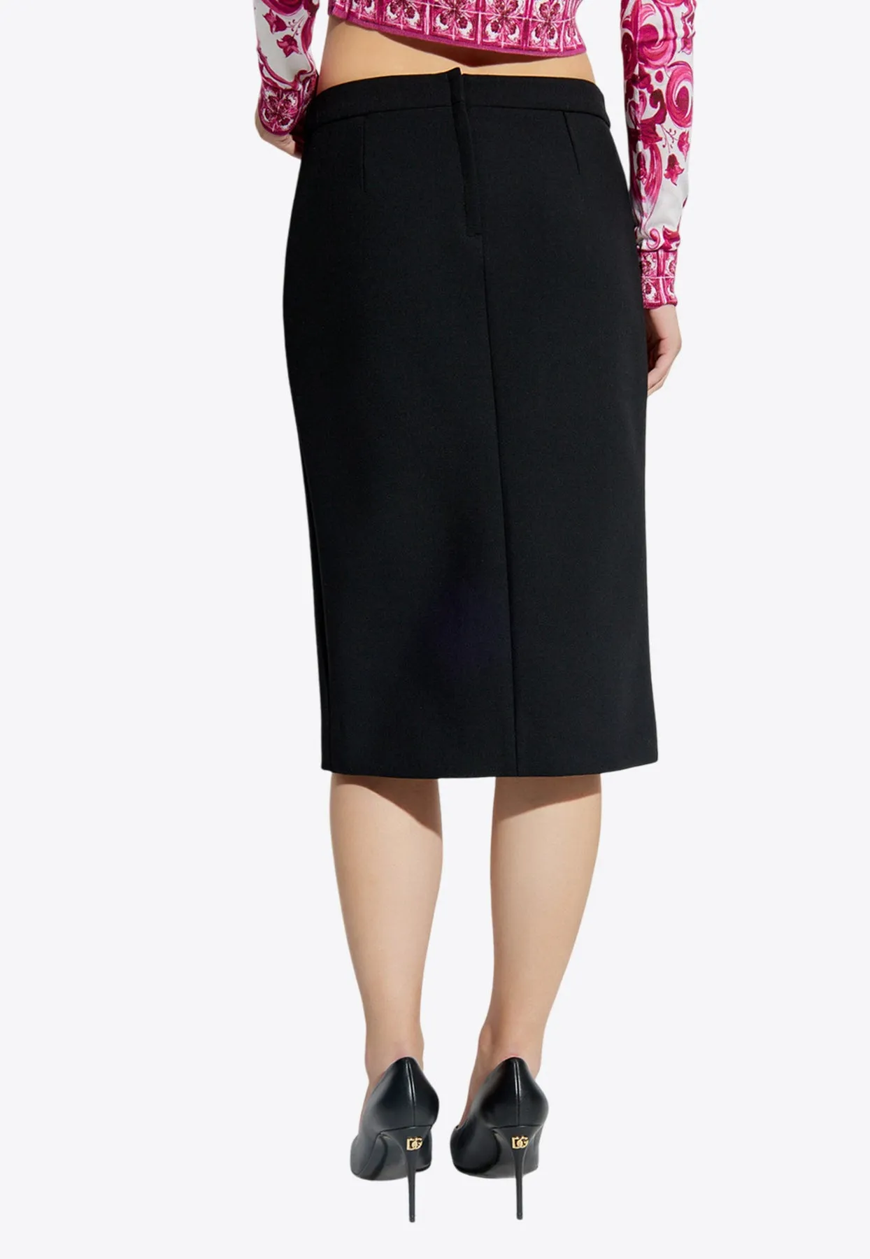 Wool-Blend Midi Pencil Skirt