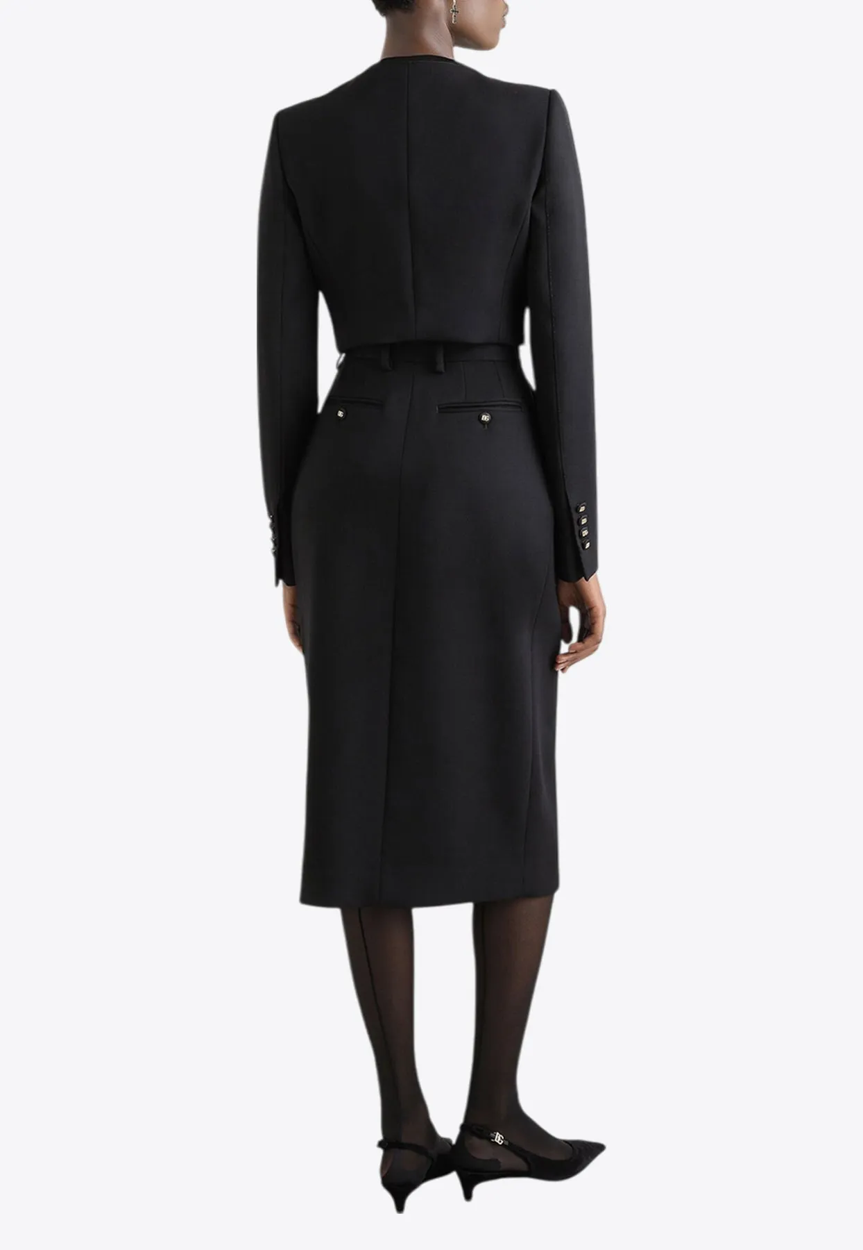 Wool Midi Pencil Skirt