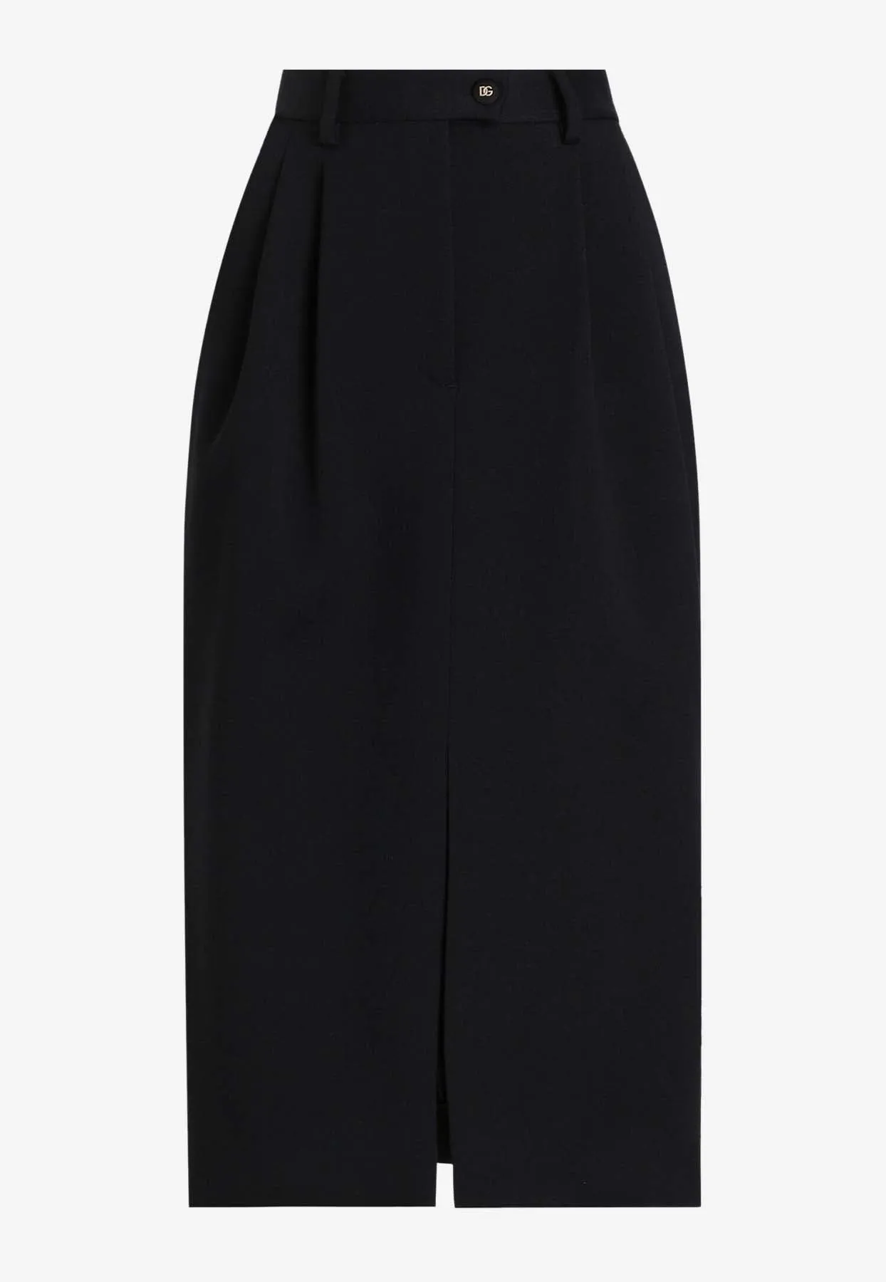 Wool Midi Pencil Skirt