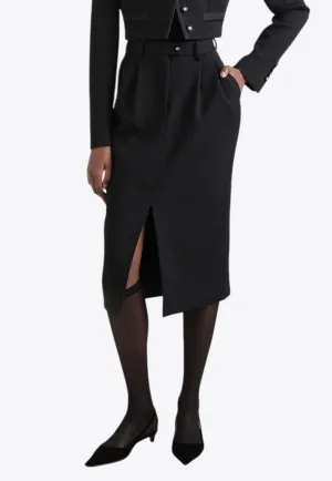 Wool Midi Pencil Skirt
