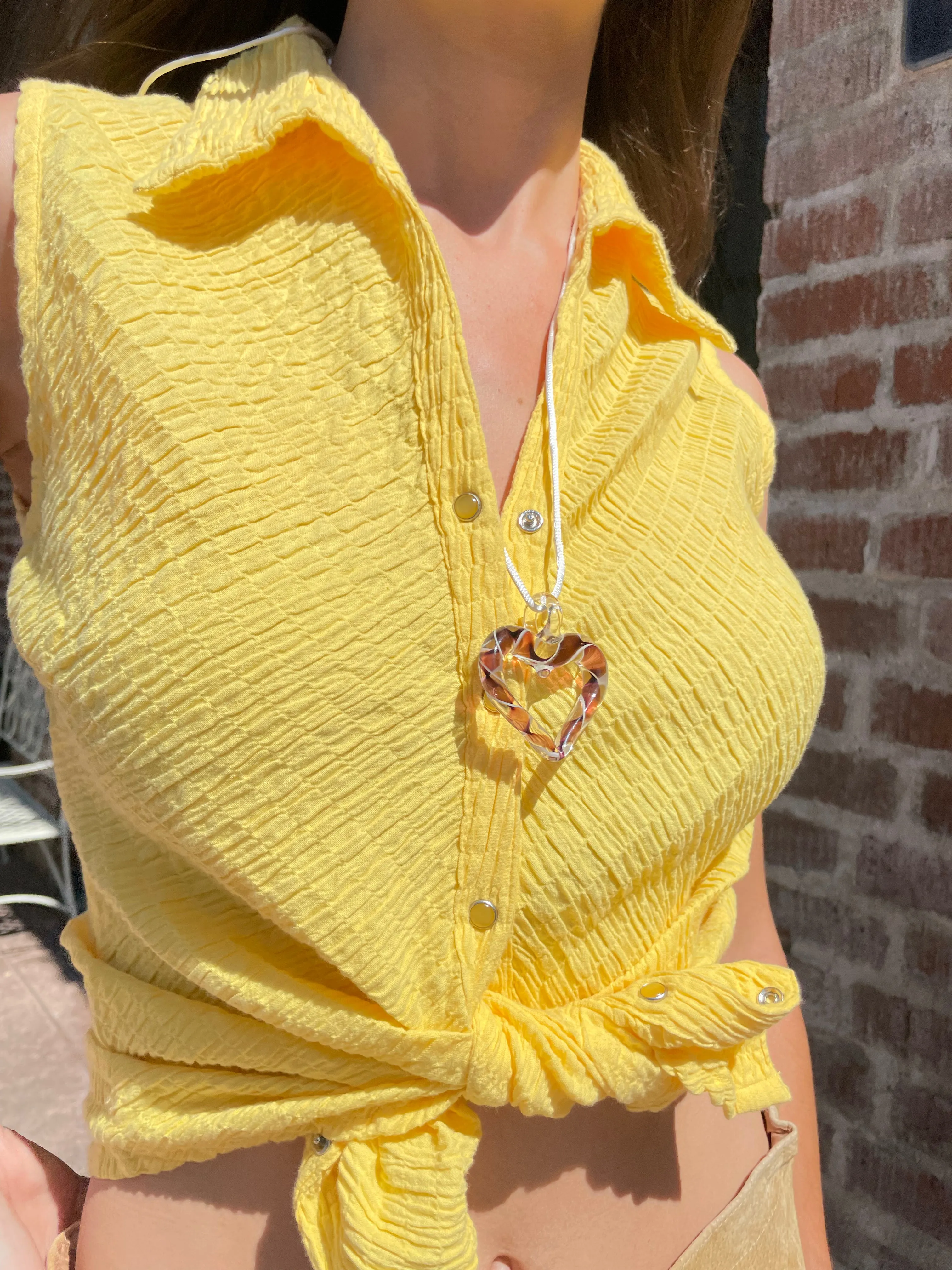 Yellow Sleeveless Button Down (S)