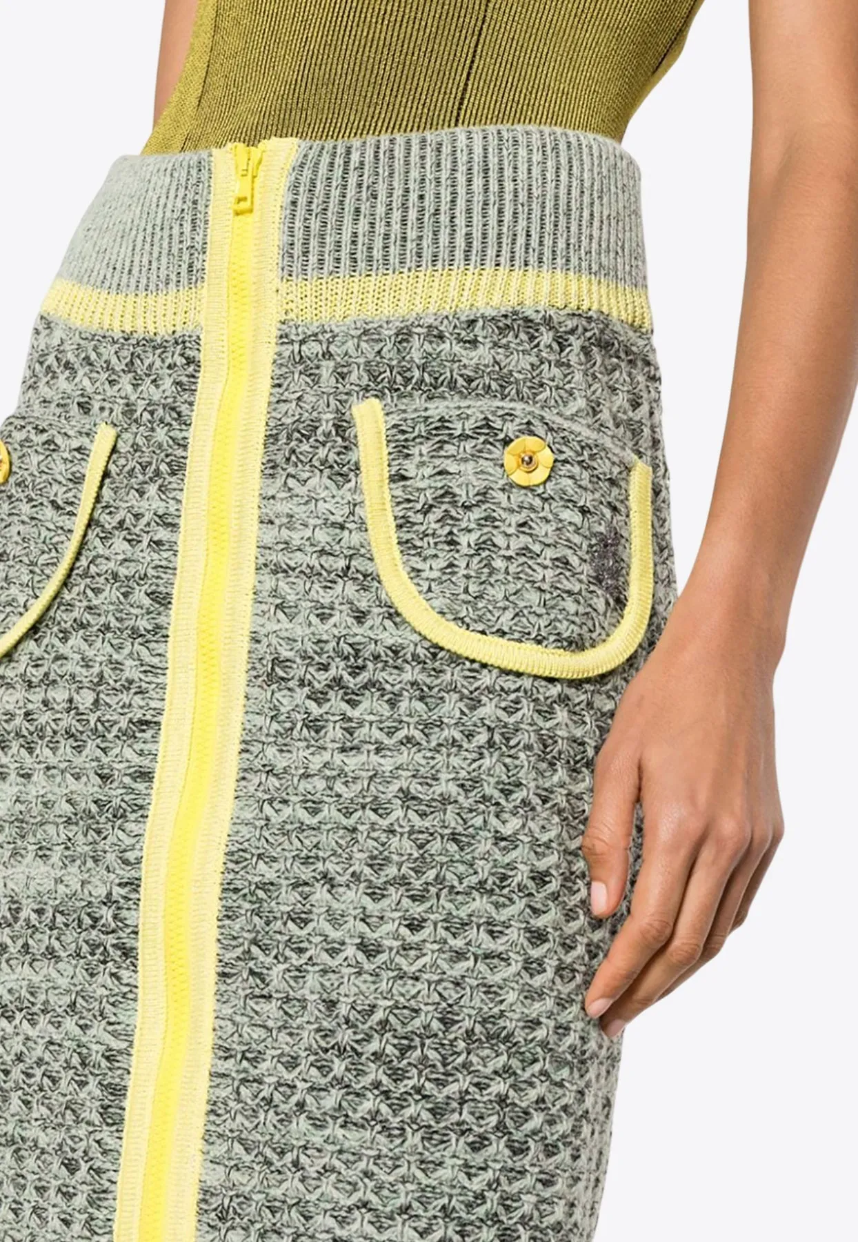 Yi Floral Embroidery Midi Knitted Skirt