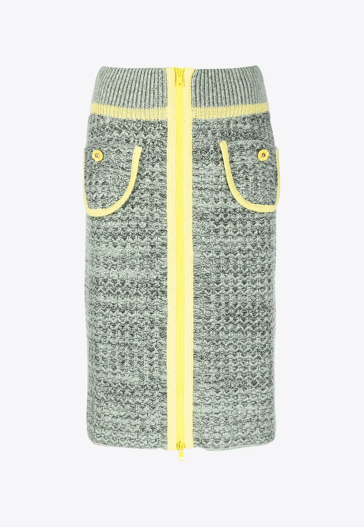 Yi Floral Embroidery Midi Knitted Skirt