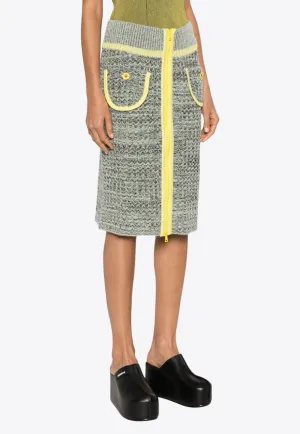 Yi Floral Embroidery Midi Knitted Skirt