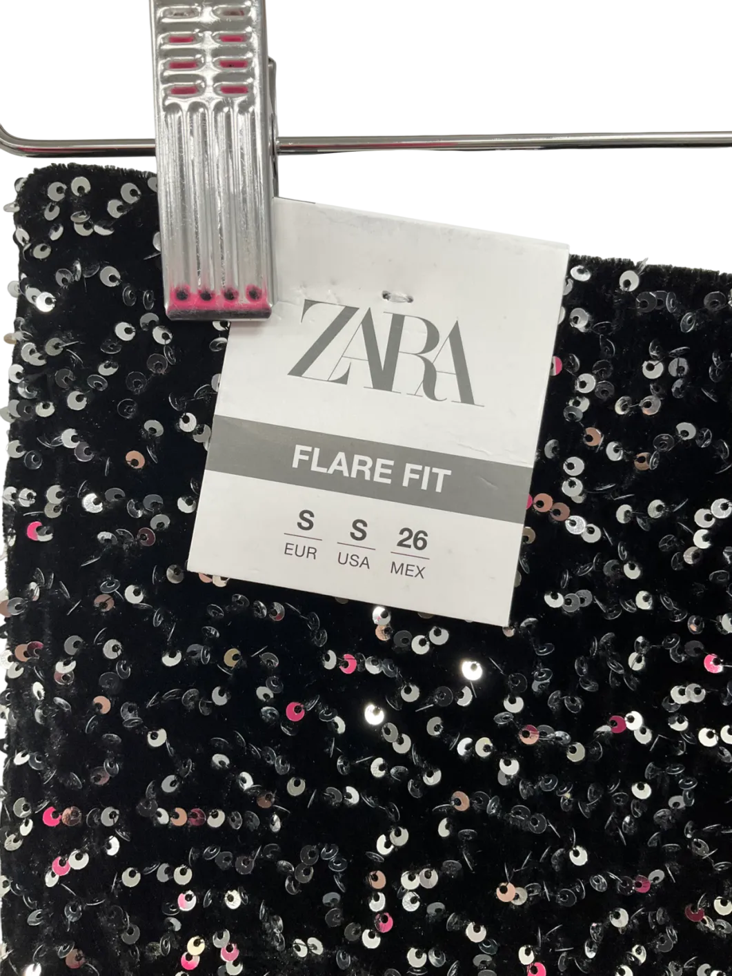 ZARA Black Flare Fit Sequin Trousers UK S