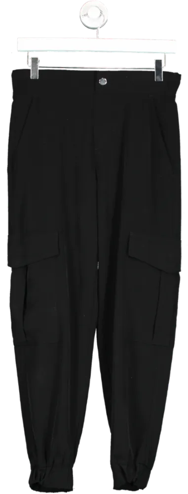 ZARA Black Slim Fit Cargo Trousers UK XS