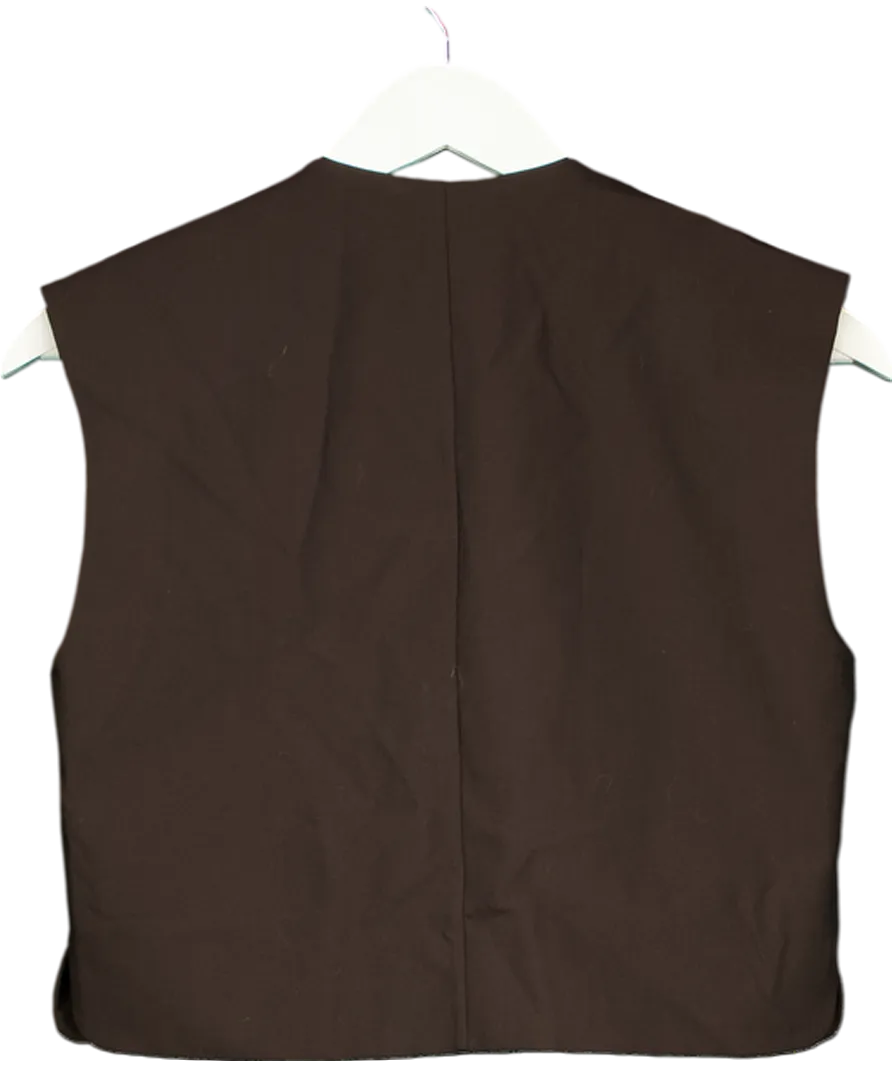 ZARA Brown Button Down Waistcoat UK XS
