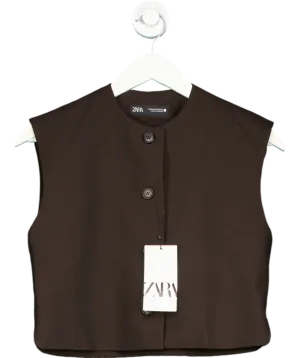 ZARA Brown Button Down Waistcoat UK XS