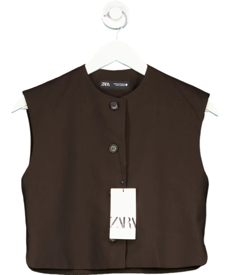ZARA Brown Button Down Waistcoat UK XS