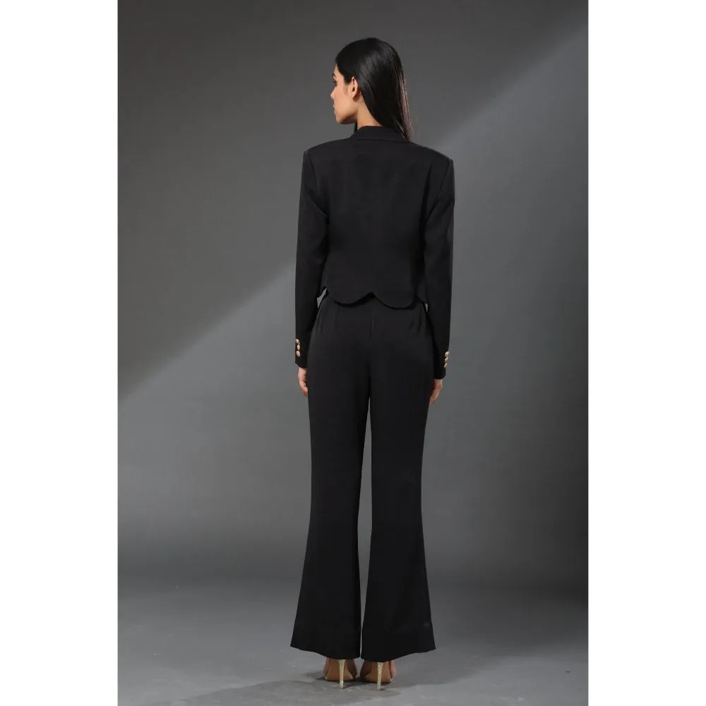 Zeefaa Hawaiin Crepe Scalloped Blazer